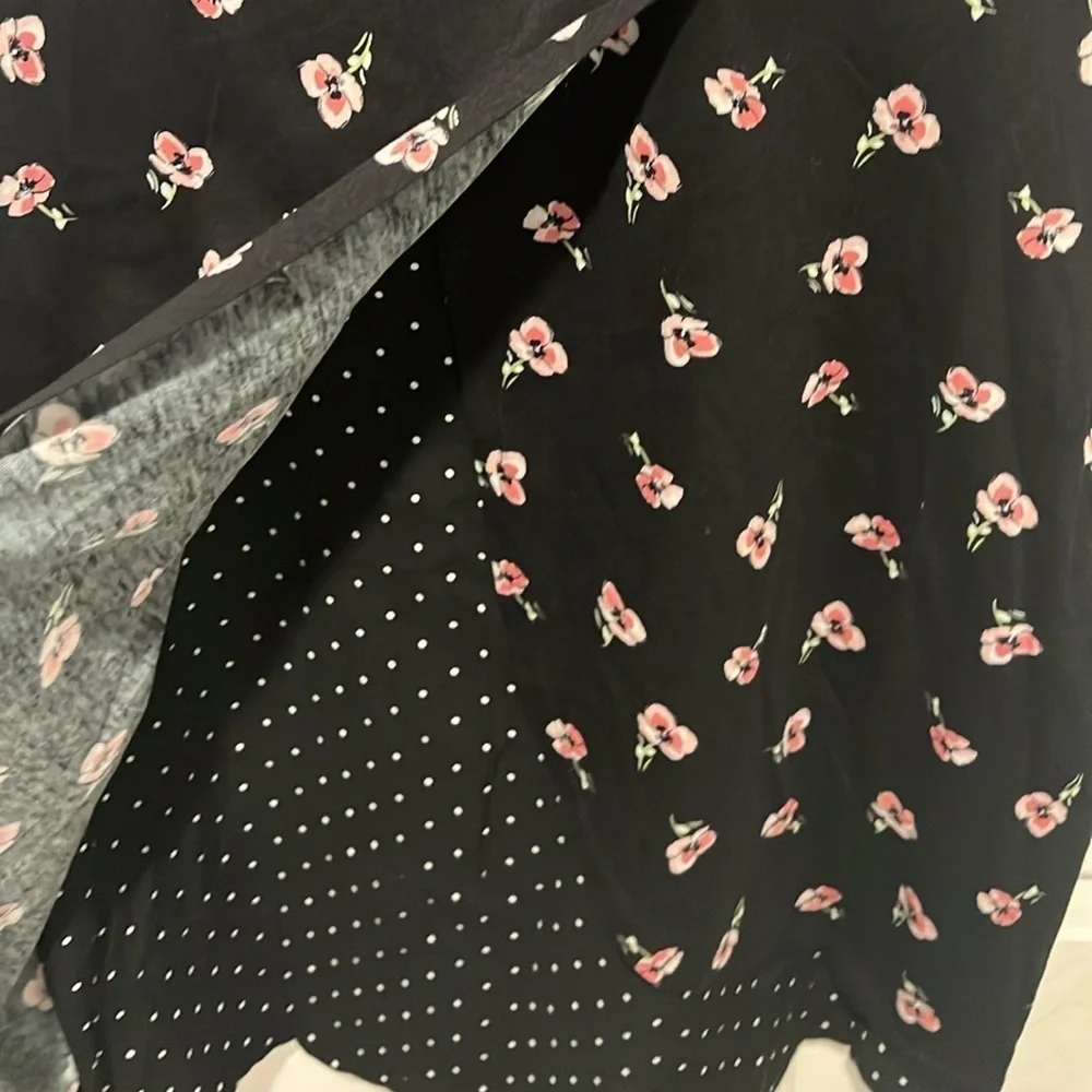 J.Jill black floral polka dot 3/4 sleeve tunic top size 2X